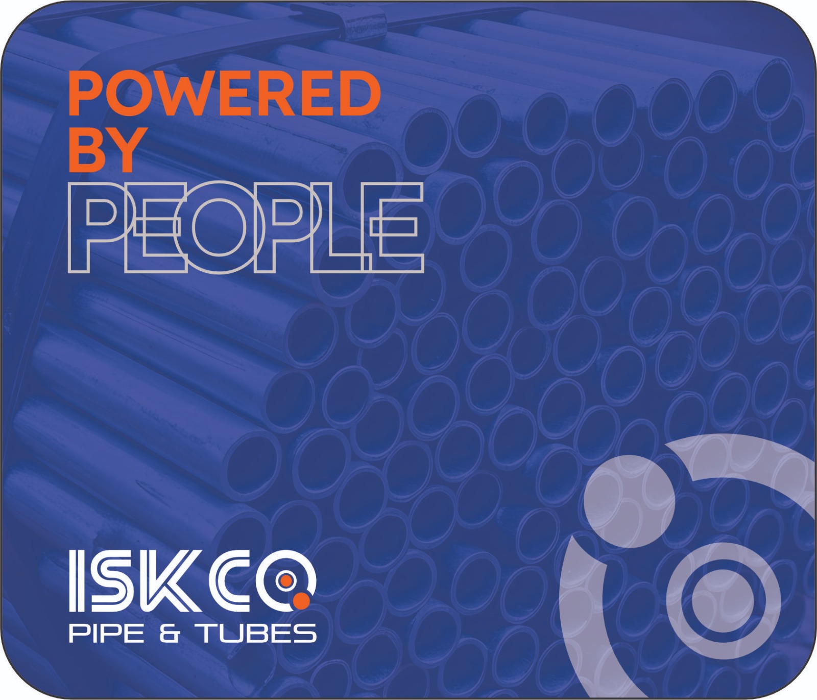 ISKCO Powered by People artwork featuring steel pipes